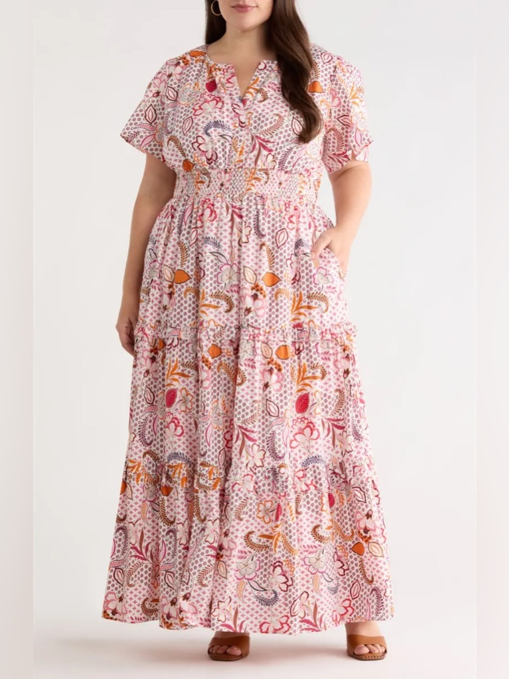 Sugarlips Hendry Floral Palmer Poplin Tiered Maxi Dress M (see description)
